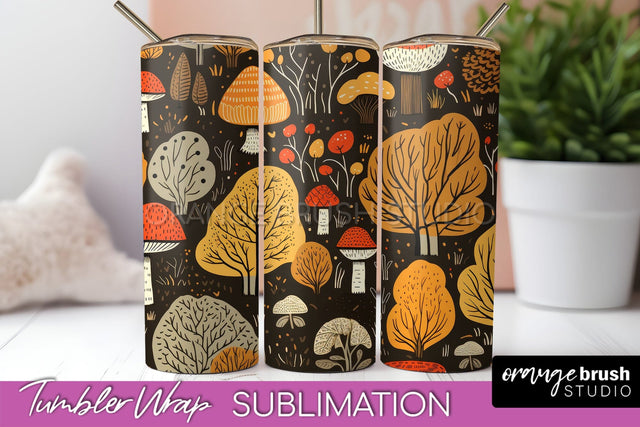 Fall Tumbler Wrap - Autumn Forest Tumbler Sublimation Sublimation OrangeBrushStudio 