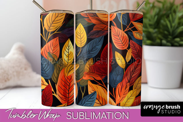 Fall Tumbler Wrap - Autumn Forest Tumbler Sublimation Sublimation OrangeBrushStudio 