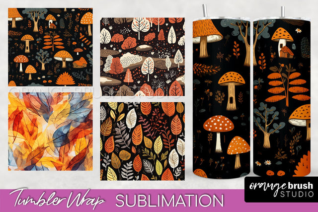 Fall Tumbler Wrap - Autumn Forest Tumbler Sublimation Sublimation OrangeBrushStudio 