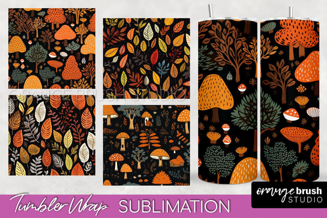 Fall Tumbler Wrap - Autumn Forest Tumbler Sublimation Sublimation OrangeBrushStudio 