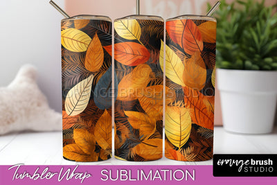 Fall Tumbler Wrap - Autumn Forest Tumbler Sublimation Sublimation OrangeBrushStudio 