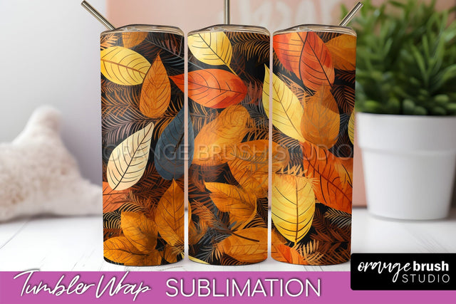 Fall Tumbler Wrap - Autumn Forest Tumbler Sublimation Sublimation OrangeBrushStudio 