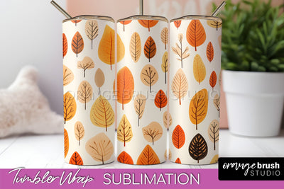 Fall Tumbler Wrap - Autumn Forest Tumbler Sublimation Sublimation OrangeBrushStudio 