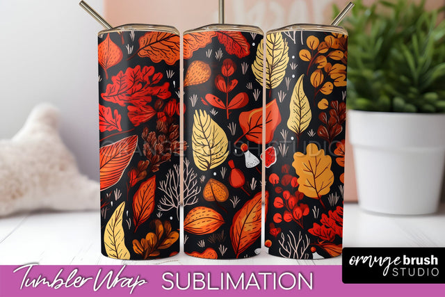 Fall Tumbler Wrap - Autumn Forest Tumbler Sublimation Sublimation OrangeBrushStudio 