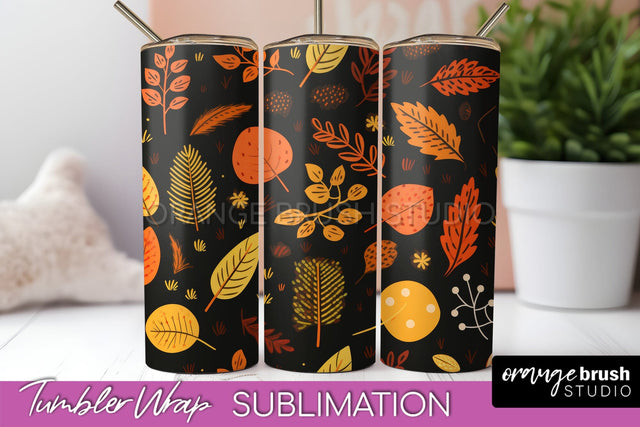 Fall Tumbler Wrap - Autumn Forest Tumbler Sublimation Sublimation OrangeBrushStudio 