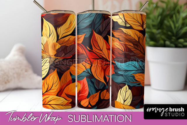 Fall Tumbler Wrap - Autumn Forest Tumbler Sublimation Sublimation OrangeBrushStudio 