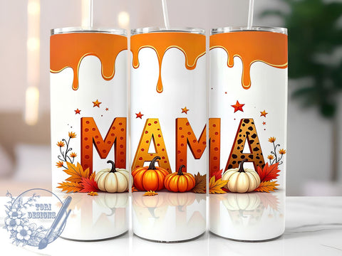 Fall Tumbler Wrap, Autumn Pumpkin Design, 20oz Tumbler, Sublimation Design, Mama Tumbler, Seasonal Decor, Harvest Gift, Cute Pumpkin Tumbler Sublimation ToriDesigns 