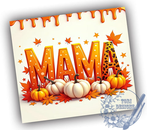 Fall Tumbler Wrap, Autumn Pumpkin Design, 20oz Tumbler, Sublimation Design, Mama Tumbler, Seasonal Decor, Harvest Gift, Cute Pumpkin Tumbler Sublimation ToriDesigns 