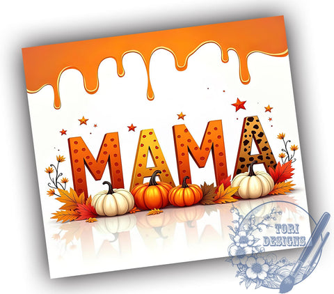 Fall Tumbler Wrap, Autumn Pumpkin Design, 20oz Tumbler, Sublimation Design, Mama Tumbler, Seasonal Decor, Harvest Gift, Cute Pumpkin Tumbler Sublimation ToriDesigns 