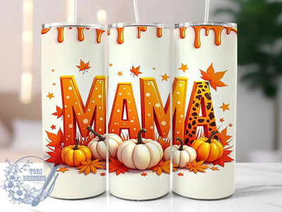 Fall Tumbler Wrap, Autumn Pumpkin Design, 20oz Tumbler, Sublimation Design, Mama Tumbler, Seasonal Decor, Harvest Gift, Cute Pumpkin Tumbler Sublimation ToriDesigns 