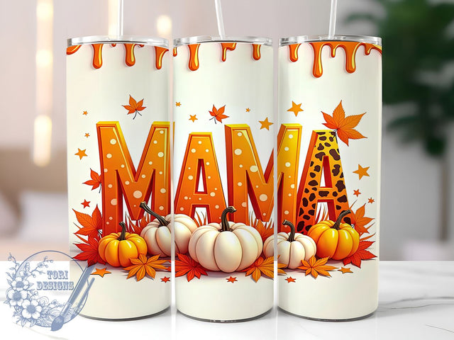 Fall Tumbler Wrap, Autumn Pumpkin Design, 20oz Tumbler, Sublimation Design, Mama Tumbler, Seasonal Decor, Harvest Gift, Cute Pumpkin Tumbler Sublimation ToriDesigns 