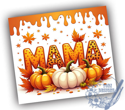 Fall Tumbler Wrap, Autumn Pumpkin Design, 20oz Tumbler, Sublimation Design, Mama Tumbler, Seasonal Decor, Harvest Gift, Cute Pumpkin Tumbler Sublimation ToriDesigns 