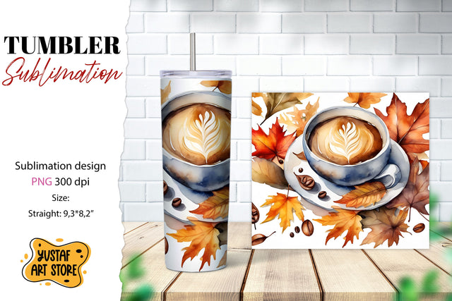 Fall tumbler wrap. Fall coffee sublimation. Coffee tumbler Sublimation Yustaf Art Store 