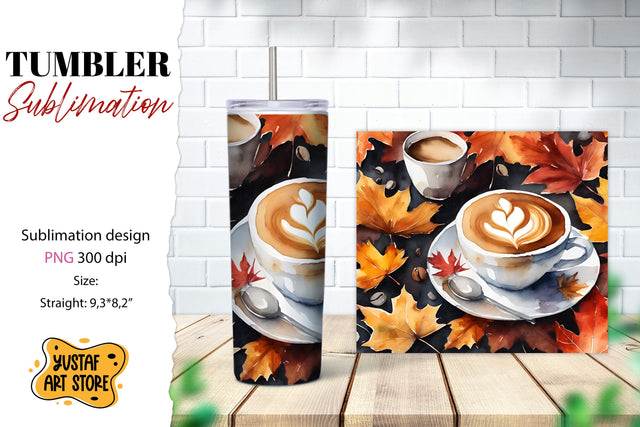 Fall tumbler wrap. Fall coffee sublimation. Coffee tumbler Sublimation Yustaf Art Store 