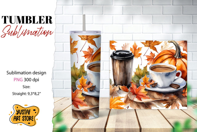 Fall tumbler wrap. Fall coffee sublimation. Coffee tumbler Sublimation Yustaf Art Store 