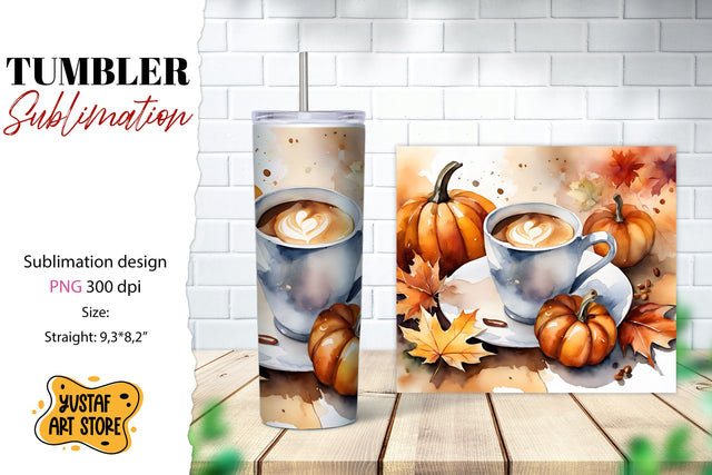 Fall tumbler wrap. Fall coffee sublimation. Coffee tumbler Sublimation Yustaf Art Store 