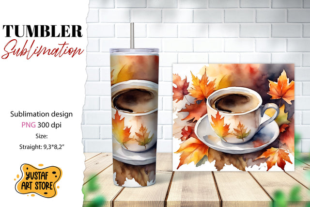 Fall tumbler wrap. Fall coffee sublimation. Coffee tumbler Sublimation Yustaf Art Store 