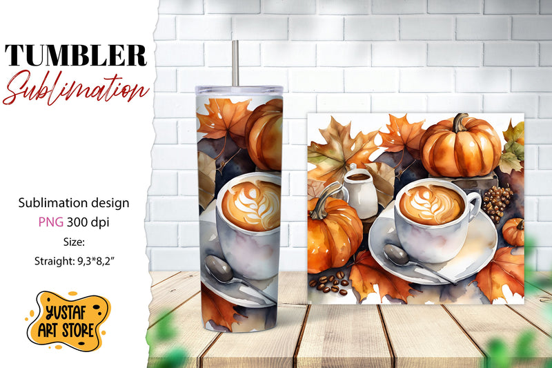 Fall tumbler wrap. Fall coffee sublimation. Coffee tumbler Sublimation Yustaf Art Store 