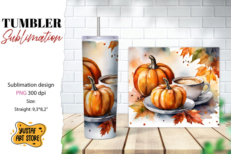 Fall tumbler wrap. Fall coffee sublimation. Coffee tumbler Sublimation Yustaf Art Store 