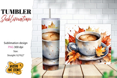 Fall tumbler wrap. Fall coffee sublimation. Coffee tumbler Sublimation Yustaf Art Store 