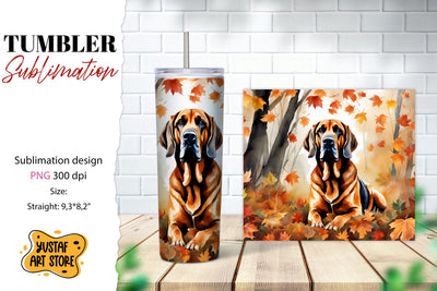 Fall tumbler wrap. Fall dog sublimation design. Bloodhound Sublimation Yustaf Art Store 