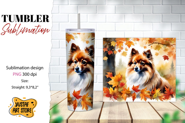 Fall tumbler wrap. Fall dog sublimation design. Spitz design Sublimation Yustaf Art Store 