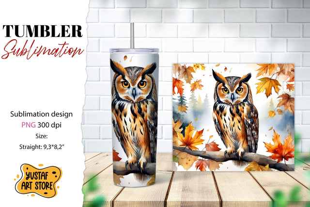 Fall tumbler wrap. Fall Owl sublimation design. Owl PNG Sublimation Yustaf Art Store 