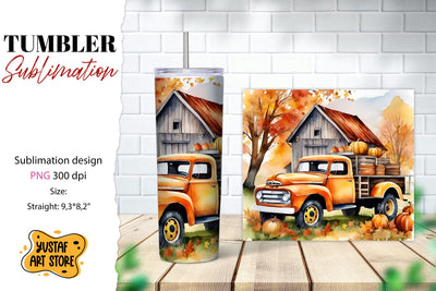 Fall tumbler wrap. Fall truck sublimation. Sublimation Yustaf Art Store 