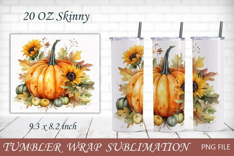 Fall tumbler wrap png, Autumn sublimation set, 20 oz skinny Sublimation AnastasiyaArtDesign 