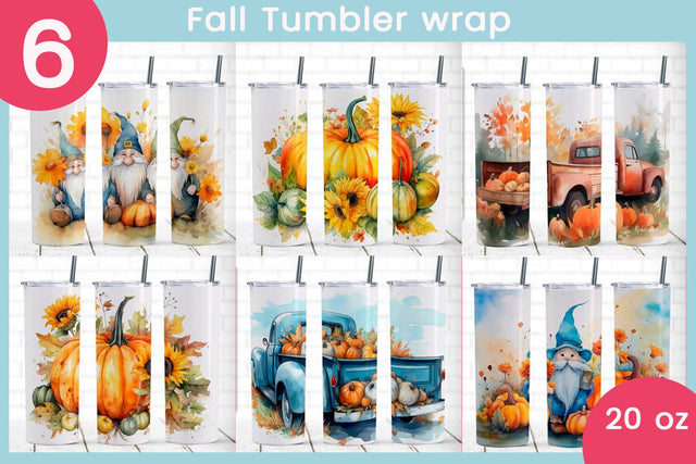 Fall tumbler wrap png, Autumn sublimation set, 20 oz skinny Sublimation AnastasiyaArtDesign 
