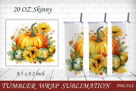 Fall tumbler wrap png, Autumn sublimation set, 20 oz skinny Sublimation AnastasiyaArtDesign 
