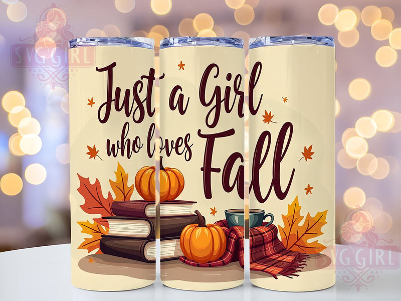 Fall Tumbler Wrap, Pumpkin Spice Latte Design, 20oz Tumbler PNG, Autumn Decor, Cozy Fall Gift, Just a Girl Who Loves Fall, Seasonal Tumbler, Coffee Lover Gift Sublimation SvggirlplusArt 