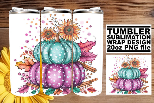 Fall Tumbler Wrap Pumpkin Sublimation 20oz Sublimation afrosvg 