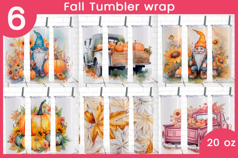 Fall tumbler wrap set, Autumn sublimation, 20 oz skinny Sublimation AnastasiyaArtDesign 