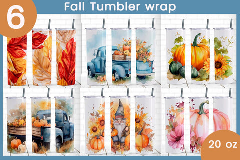 Fall tumbler wrap set, Thanksgiving, Autumn sublimation Sublimation AnastasiyaArtDesign 