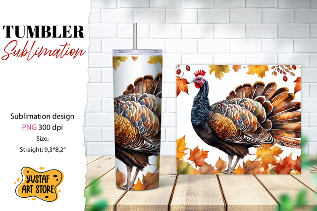 Fall tumbler wrap. Thanksgiving sublimation design. Turkey Sublimation Yustaf Art Store 