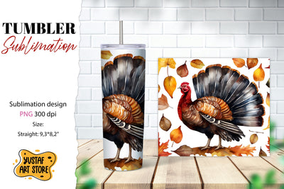 Fall tumbler wrap. Thanksgiving sublimation design. Turkey Sublimation Yustaf Art Store 