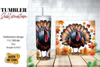 Fall tumbler wrap. Thanksgiving sublimation design. Turkey Sublimation Yustaf Art Store 