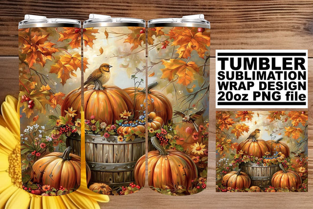 Fall Tumbler Wrap: Watercolor Landscape Sublimation 20oz Sublimation afrosvg 