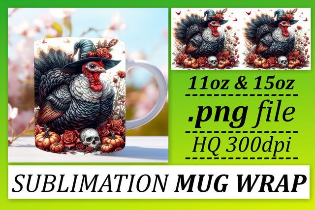 Fall Turkey Mug Wrap Sublimation for 11oz/15oz Sublimation afrosvg 