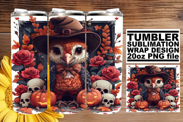 Fall Turkey Tumbler Wrap - 20oz Sublimation Design Sublimation afrosvg 