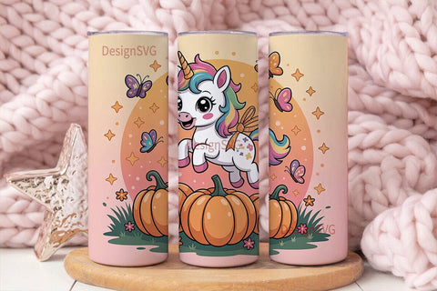 Fall Unicorn Tumbler Wrap Sublimation DesignSVG 
