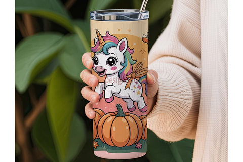 Fall Unicorn Tumbler Wrap Sublimation DesignSVG 