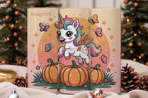 Fall Unicorn Tumbler Wrap Sublimation DesignSVG 