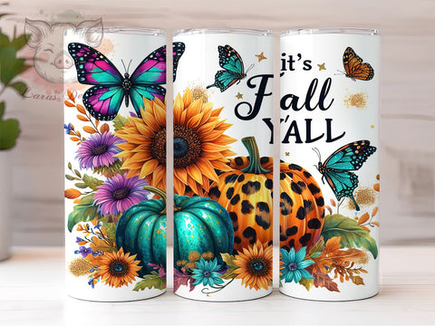 Fall Vibes 20 oz Skinny Tumbler Sublimation Design, Straight & Tapered Tumbler Png, Autumn Pumpkins Tumbler Png, Digital Download PNG Sublimation Lara' s Designs 