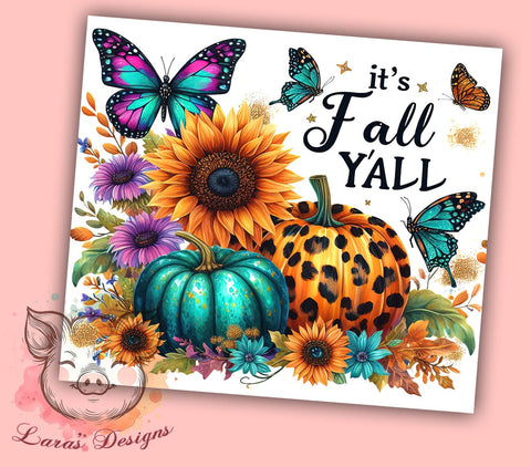 Fall Vibes 20 oz Skinny Tumbler Sublimation Design, Straight & Tapered Tumbler Png, Autumn Pumpkins Tumbler Png, Digital Download PNG Sublimation Lara' s Designs 