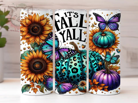 Fall Vibes 20 oz Skinny Tumbler Sublimation Design, Straight & Tapered Tumbler Png, Autumn Pumpkins Tumbler Png, Digital Download PNG Sublimation Lara' s Designs 