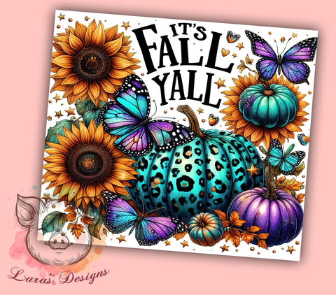 Fall Vibes 20 oz Skinny Tumbler Sublimation Design, Straight & Tapered Tumbler Png, Autumn Pumpkins Tumbler Png, Digital Download PNG Sublimation Lara' s Designs 