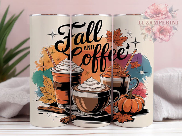 Fall Vibes 20oz Tumbler Wrap PNG, Fall Coffee Tumbler PNG Sublimation Design, Straight & Tapered Tumbler Wrap, Instant Digital Download Sublimation Li Zamperini 