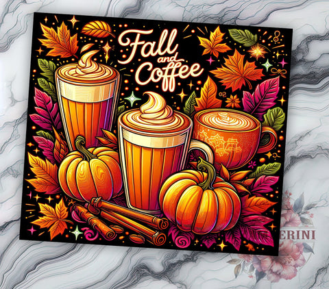 Fall Vibes 20oz Tumbler Wrap PNG, Fall Coffee Tumbler PNG Sublimation Design, Straight & Tapered Tumbler Wrap, Instant Digital Download Sublimation Li Zamperini 